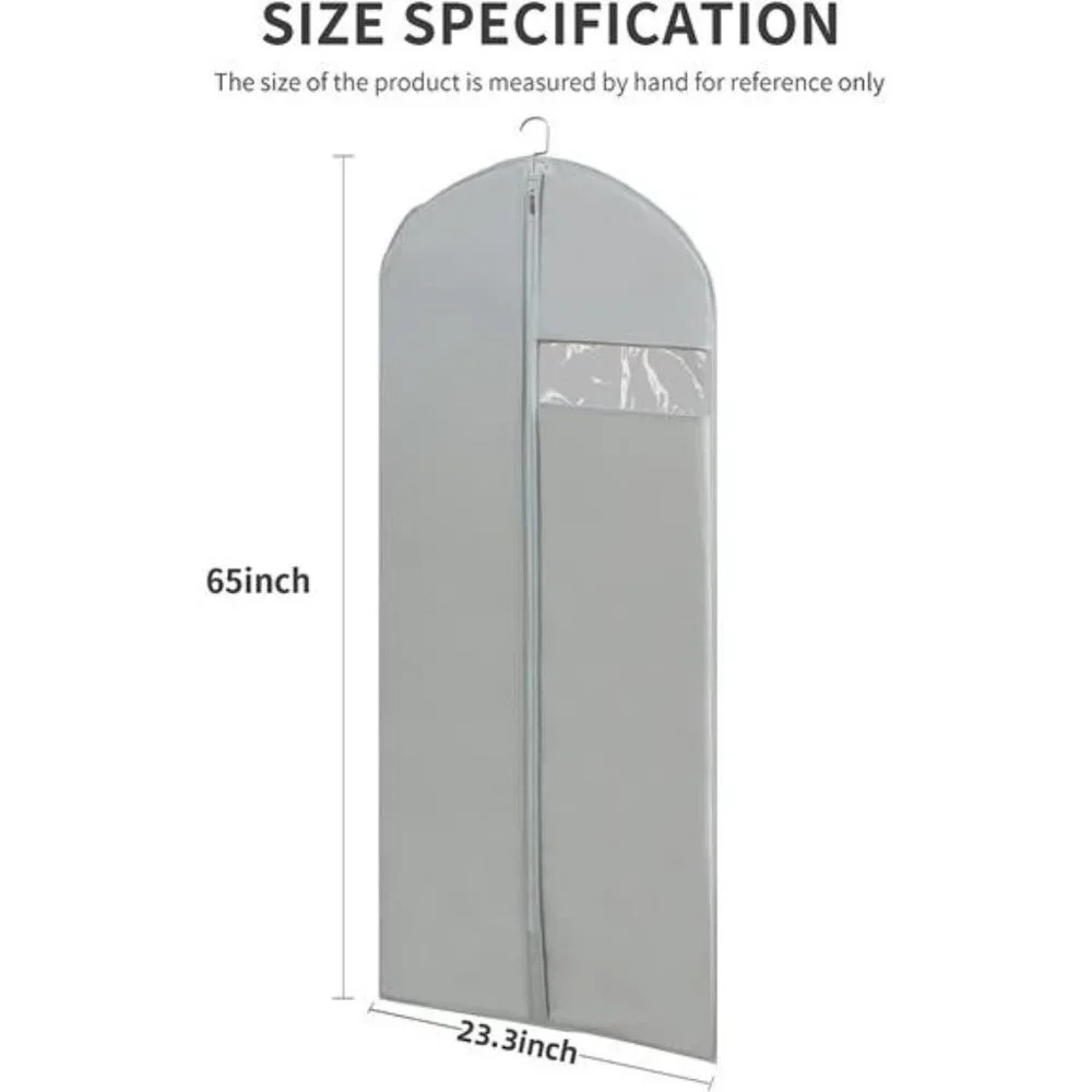 DressBags for Gowns Long,65''LongDress Clear GarmentBag(Set of 4, 23.3'' X 65'')